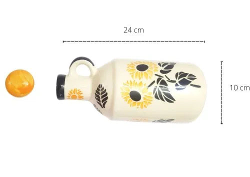 Yellow Floral Handcrafted Ceramic Oil Dispenser