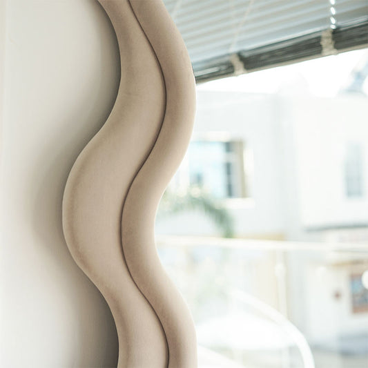 Modern Wave Mirror in Beige – Hard Top | Minimal Luxe Design