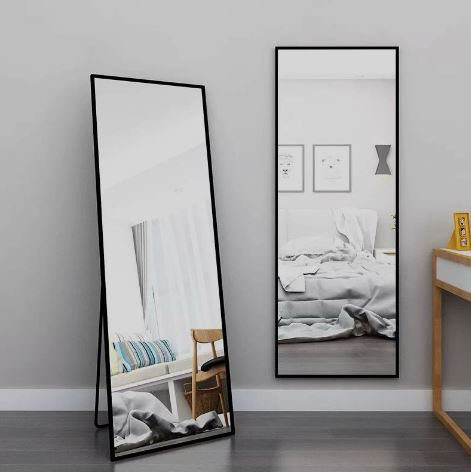 Minimalist Full-Length Mirror – White Metal Frame| Boxed Frame