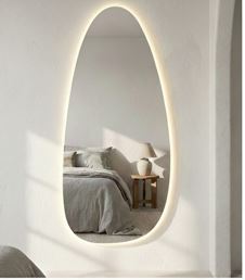 Kairahandcrafts KAIRA Teardrop Shape LED Mirror | Luxury Frameless Backlit Designer Wall Mirror Lighted Mirror