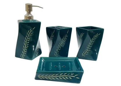 Green Handcrafted Ceramic Bathroom Set