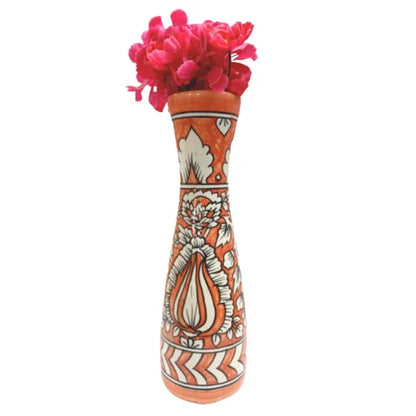 Orange Handcrafted Mughal Ceramic Vase