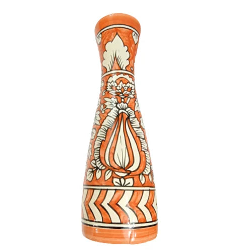 Orange Handcrafted Mughal Ceramic Vase