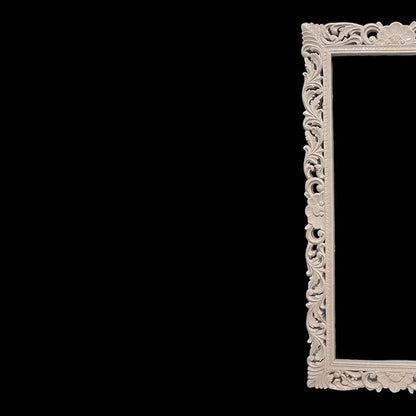 Hand-Carved Mirror Frame in Antique Ivory Finish by KAIRA