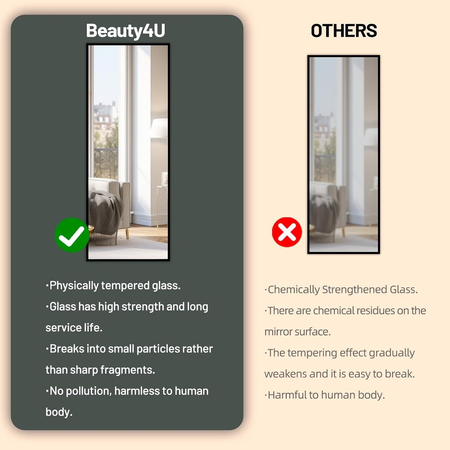 Aura Full-Length Floor Mirror | Sleek Minimalist Metal Frame