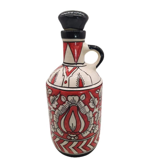 Red Mughal Handcrafted Ceramic Oil Dispenser