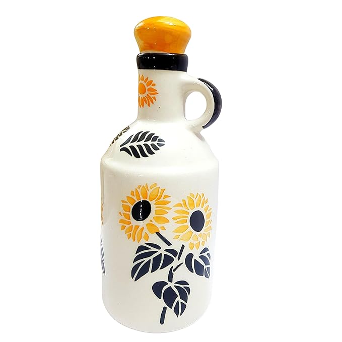 Yellow Floral Handcrafted Ceramic Oil Dispenser