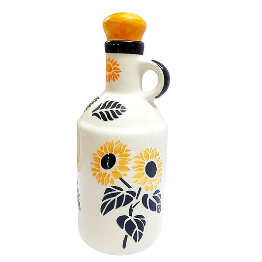 Yellow Floral Handcrafted Ceramic Oil Dispenser