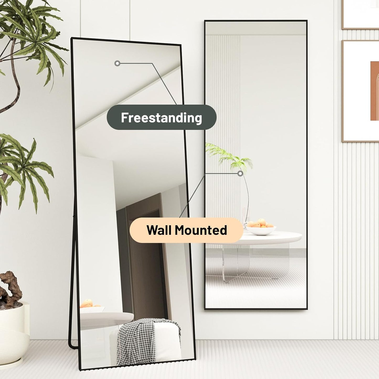 Aura Full-Length Floor Mirror | Sleek Minimalist Metal Frame
