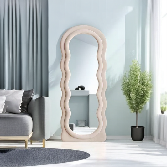 Wave Arched Mirror – Beige & Cream | Premium Modern Design