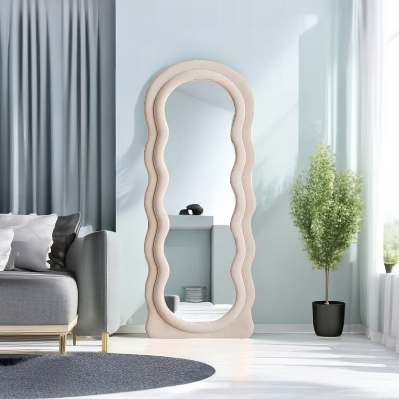 Wave Arched Mirror – Beige & Cream | Premium Modern Design