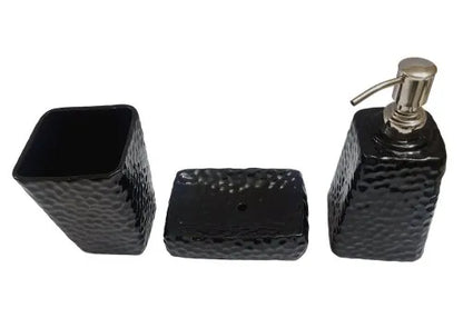 Kaira Handcraft Cermaic Bathroom Set | BLACK